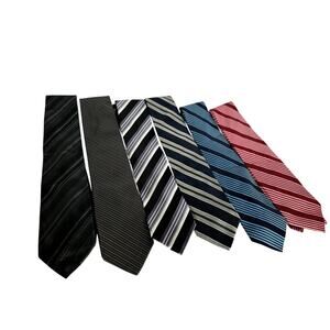 Men’s Tie Lot 6 Classic Business Stripes Express, Geoffrey Beene, DKNY, Alfani